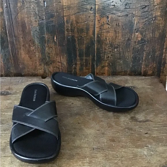 Enzo Angiolini Black Leather Slides - Picture 5 of 7